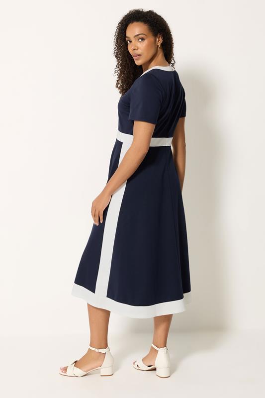 M&Co Navy Blue Colourblock Midi Dress | M&Co 6