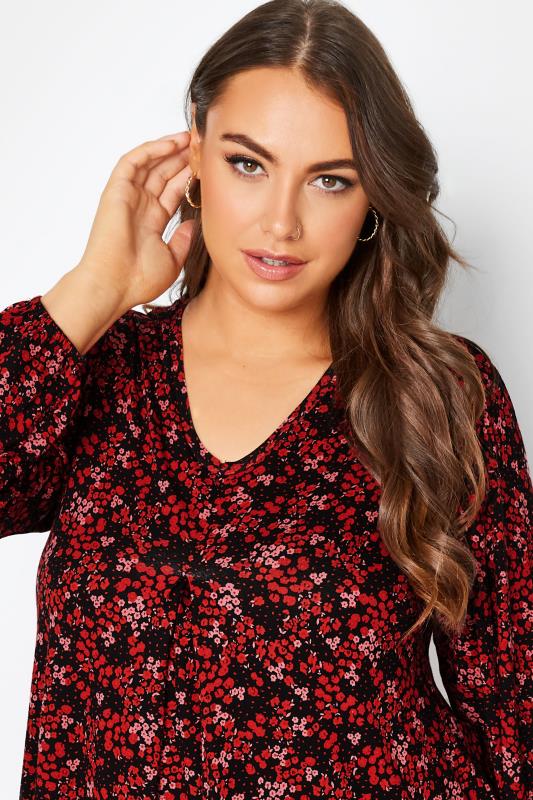 Curve Red Ditsy Floral Swing Top 4