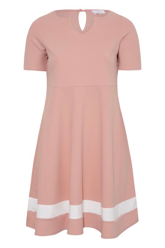 YOURS LONDON Plus Size Pink Notch Neck Skater Dress | Yours Clothing 6