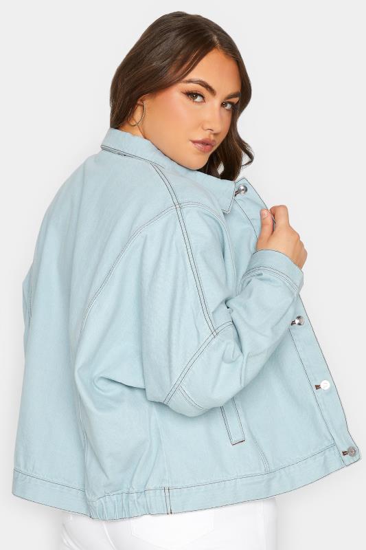 YOURS Curve Plus Size Light Blue Oversized Denim Jacket | Yours Clothing  5