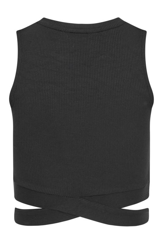 LTS Tall Women's Black Cut Out Cross Hem Cropped Vest Top | Long Tall Sally 6