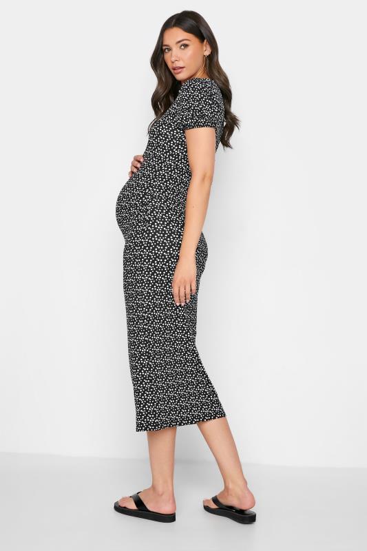 LTS Tall Maternity Black Polka Dot Bodycon Dress 3