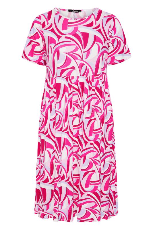 LIMITED COLLECTION Curve Pink Abstract Print Midaxi Smock Dress 6