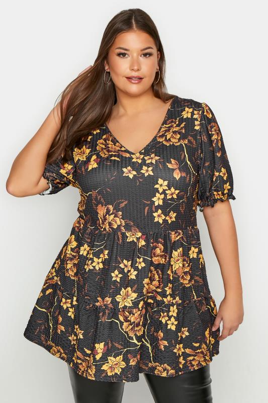 Plus Size  LIMITED COLLECTION Black Floral Tiered Tunic