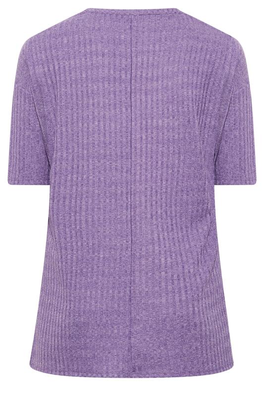 Plus Size Purple Pearl Embellished Split Hem Top | Yours Clothing 7