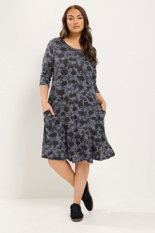 blue floral swing dress YOURS Plus Size Pocket color:Dark Green Opulessa Chic Black Boho-Style global-style_name-Lysandra Satin Midi Dress Butterfly stopping Bloom print