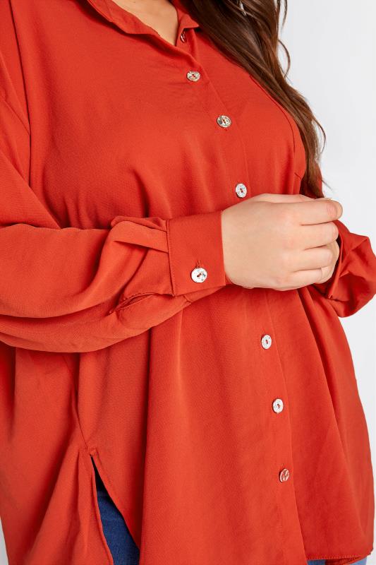 Plus Size Curve Rust Orange Button Through Shirt | Yours Clothing  4