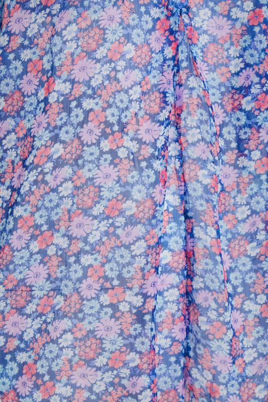 Curve Blue Floral Print Batwing Blouse 5