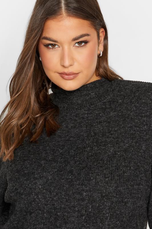 YOURS Plus Size Charcoal Grey Soft Touch Ribbed Jumper | Yours Clothing 4