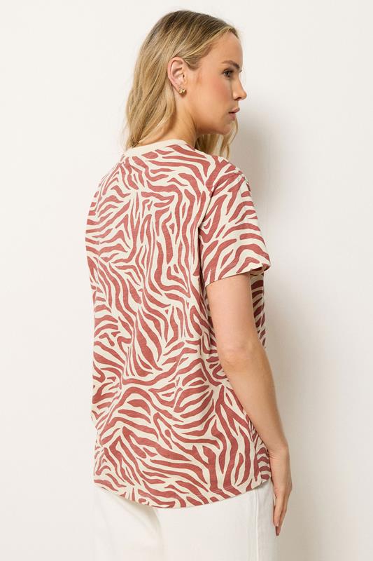 LTS Tall Women's Dark Pink Zebra Print Cotton Oversized T-Shirt | Long Tall Sally 2