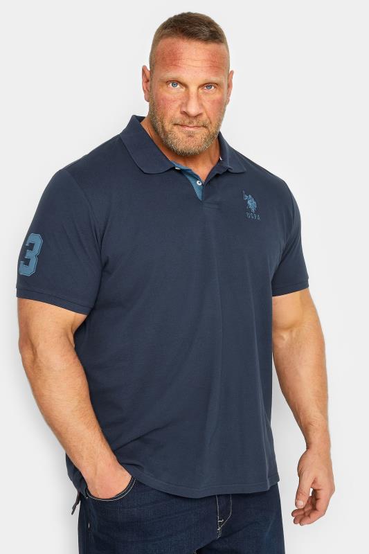 U.S. POLO ASSN. Big & Tall Navy Blue Player 3 Logo Polo Shirt | BadRhino 1