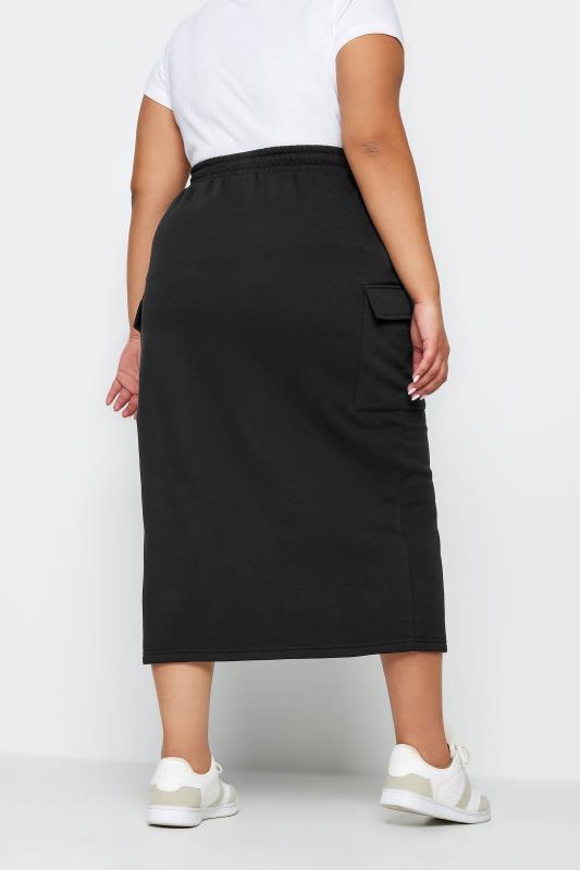 LIMITED COLLECTION Plus Size Black Cargo Pocket Midi Sweat Skirt | Yours Clothing 4