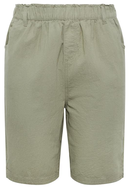 YOURS Plus Size Curve Khaki Green Cotton Shorts | Yours Clothing 4