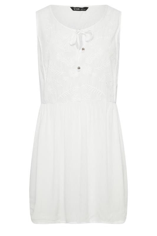 YOURS Plus Size White Embroidered Peplum Vest Top | Yours Clothing 6