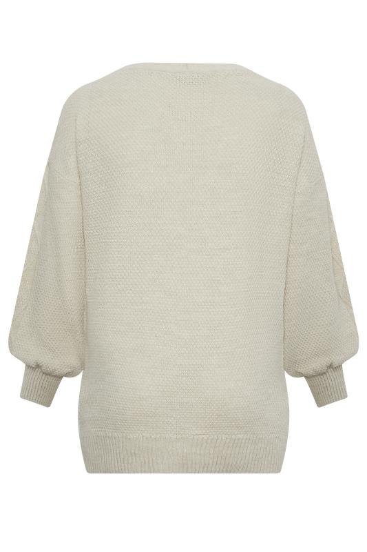 YOURS Plus Size Nude Beige Knitted Button Through Cardigan | Yours Clothing 7