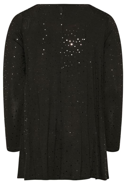 Plus Size Black Embellished Long Sleeve Swing Top | Yours Clothing 7