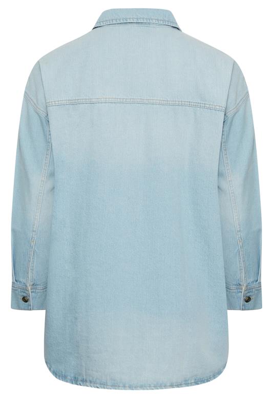 YOURS Plus Size Curve Light Blue Denim Western Style Shacket | Yours Clothing  7