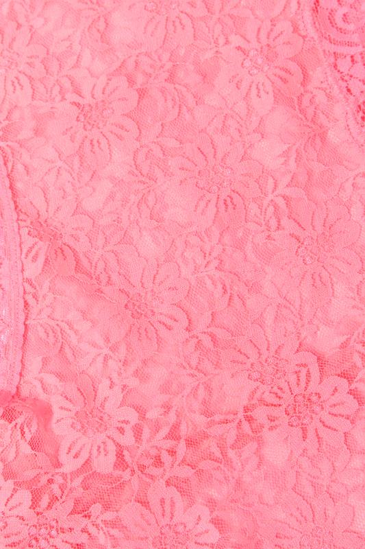 YOURS Curve Coral Pink Floral Lace Shorts | Yours Clothing  4
