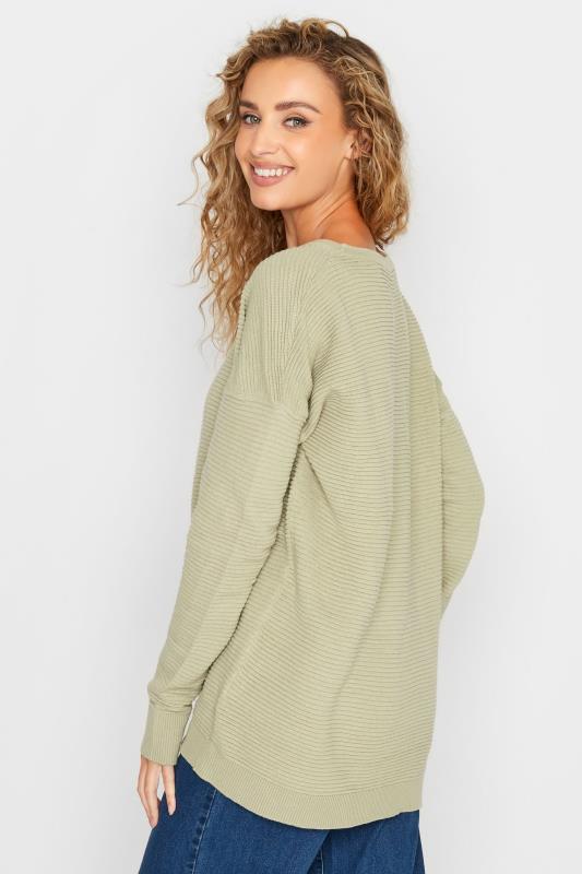 LTS Tall Sage Green Ribbed Knitted Jumper 3