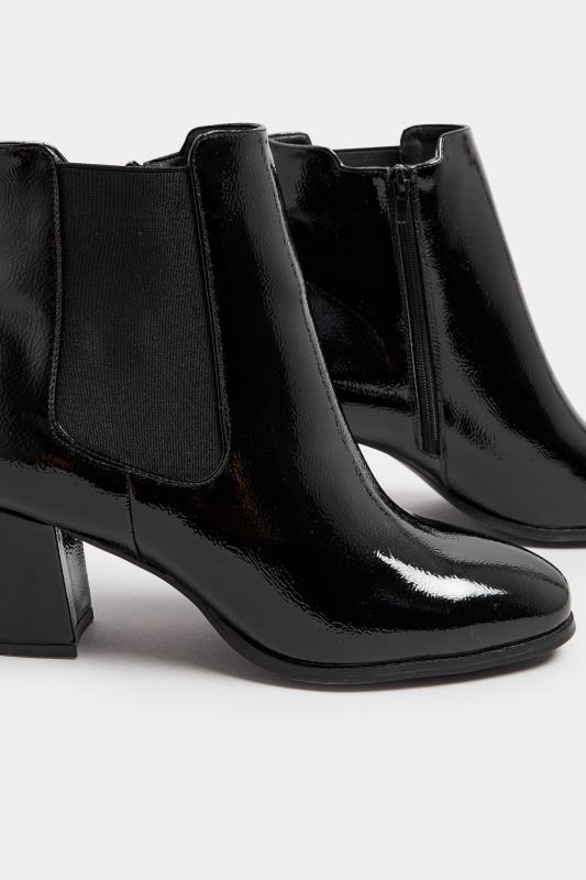 Black Patent Block Heel Chelsea Boots In Extra Wide EEE Fit | Yours Clothing  5