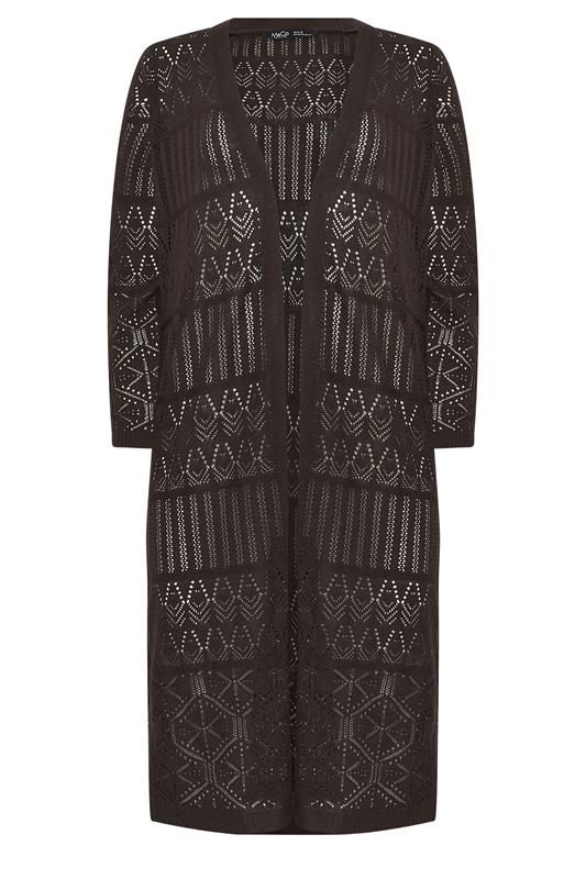 M&Co Petite Chocolate Brown Pointelle Longline Cardigan | M&Co 5