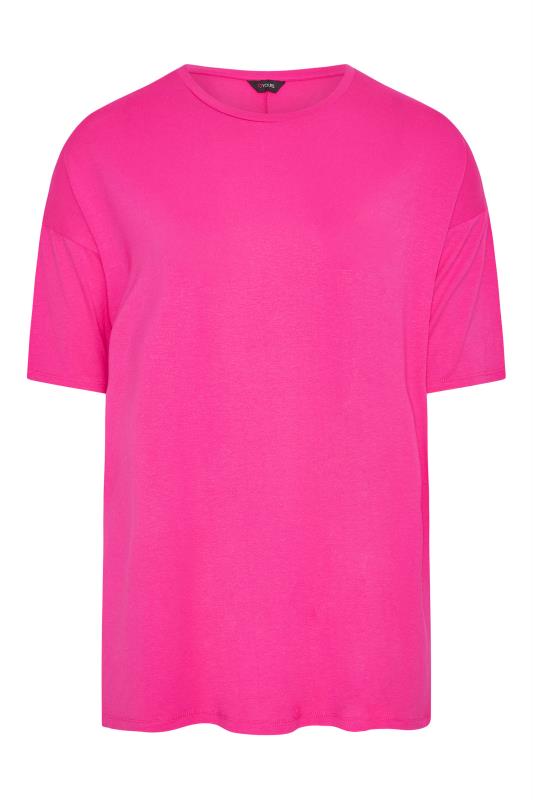 Puerto marítimo ajuste cine Plus Size Hot Pink Oversized T-Shirt | Yours Clothing