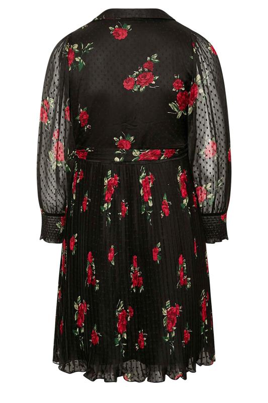 YOURS LONDON Plus Size Black Rose Print Dobby Shirt Dress | Yours Clothing 7