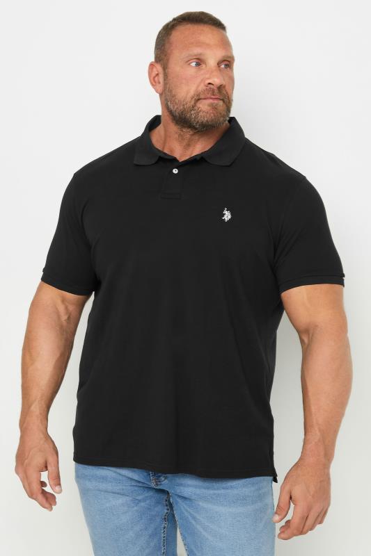  Grande Taille U.S. POLO ASSN. Big & Tall Black Pique Polo Shirt