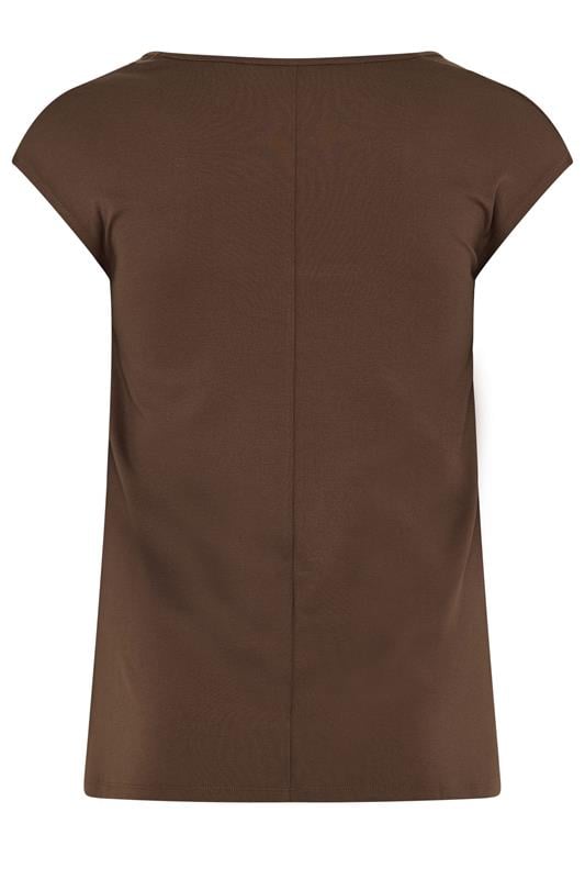 YOURS Plus Size Chocolate Brown Cap Sleeve Top | Yours Clothing 6