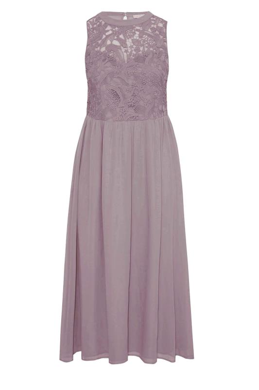 YOURS LONDON Curve Purple Lace Front Chiffon Maxi Bridesmaid Dress 7