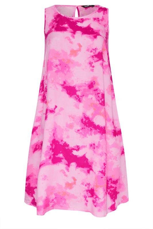 YOURS Plus Size Pink Abstract Print Pocket Swing Dress | Yours Clothing 5