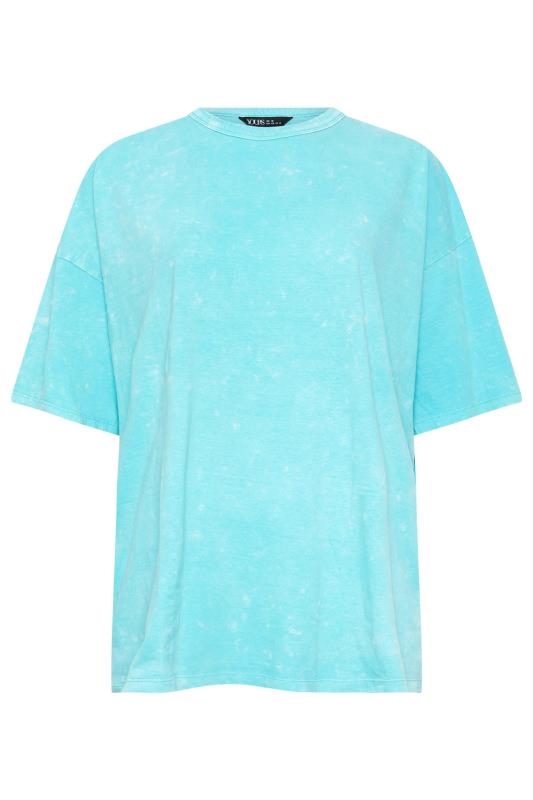 YOURS Plus Size Light Blue Acid Wash Boxy T-Shirt | Yours Clothing 5
