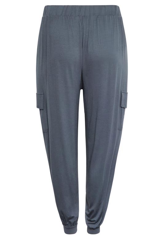 YOURS Plus Size Grey Jersey Harem Cargo Trousers | Yours Clothing 6