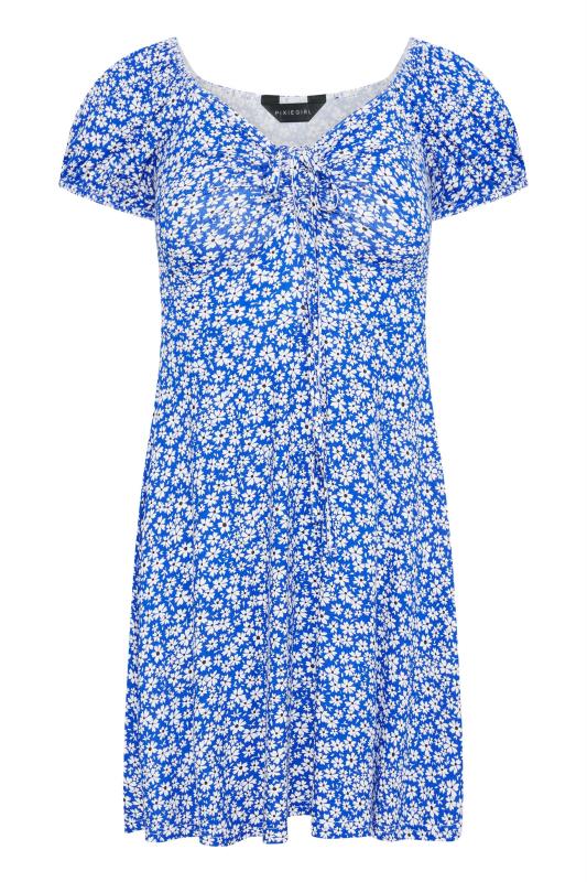 Petite Blue Floral Print Tea Dress 7