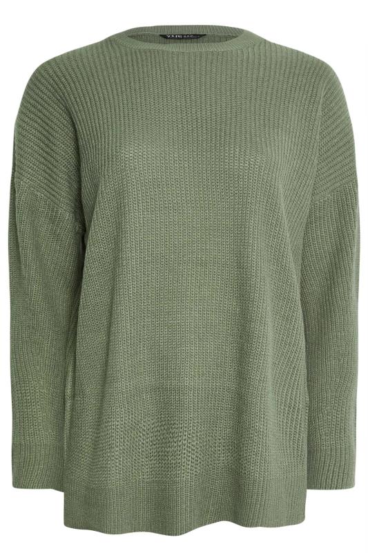 YOURS Plus Size Sage Green Drop Shoulder Knitted Jumper | Yours Clothing 5