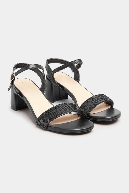  Grande Taille Black Two Part Block Heels In Wide E Fit