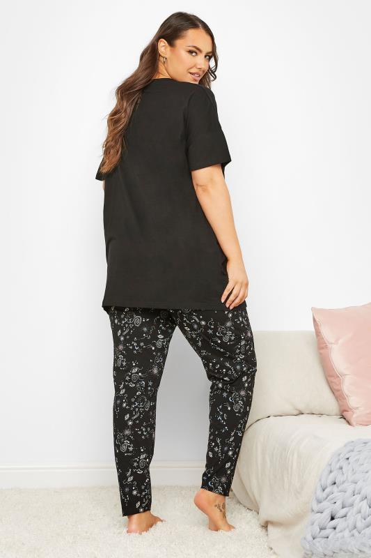 Curve Black 'Need My Space' Galaxy Print Pyjama Set | Yours Clothing 3
