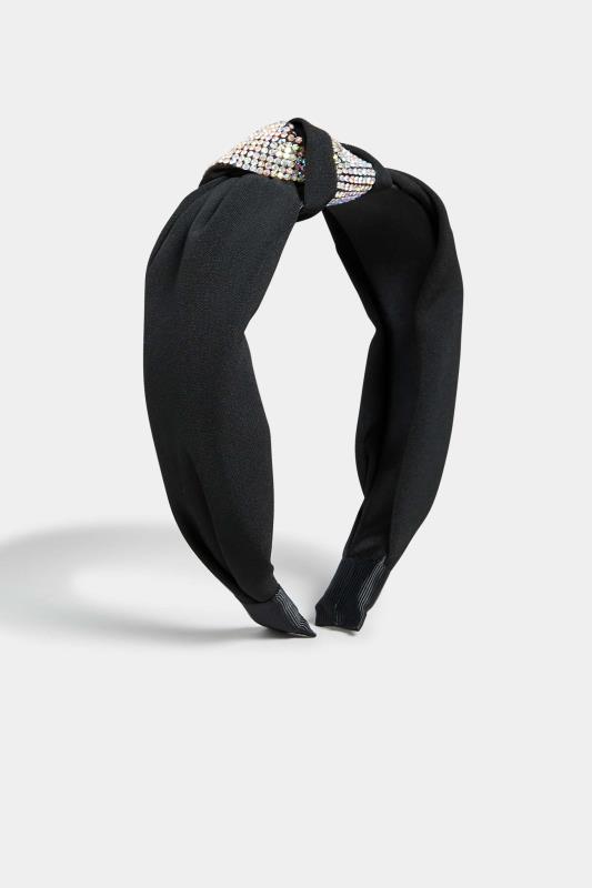 Black & Silver Diamante Knot Headband | Yours Clothing  2