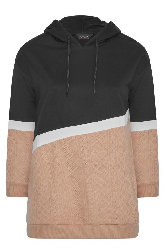 Plus Size Black & Pink Panel Hoodie | Yours Clothing 5