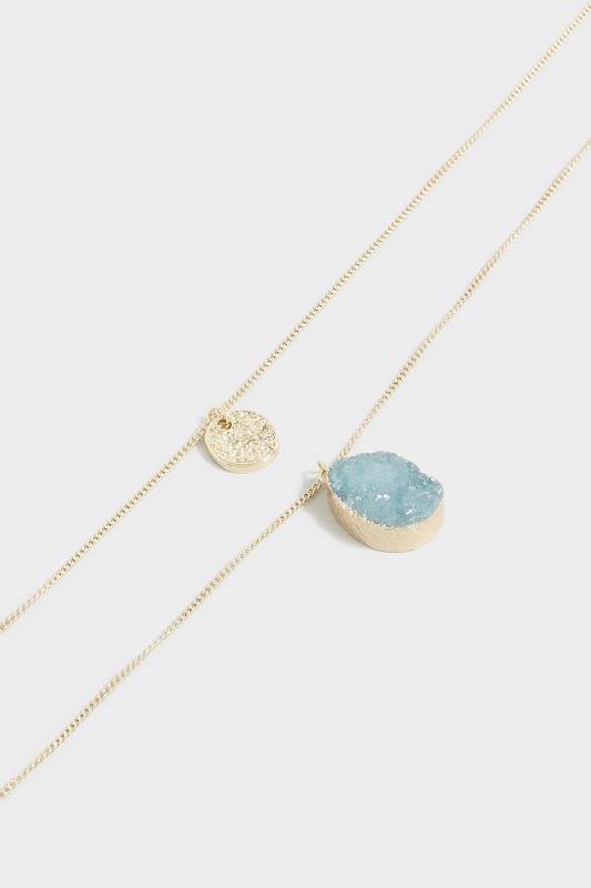 Gold Tone Double Layer Stone Necklace | Yours Clothing 3