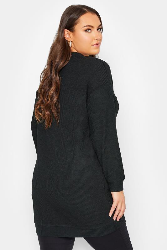 YOURS Plus Size Black Seam Detail  Ribbed Jumper | Yours Clothing 3