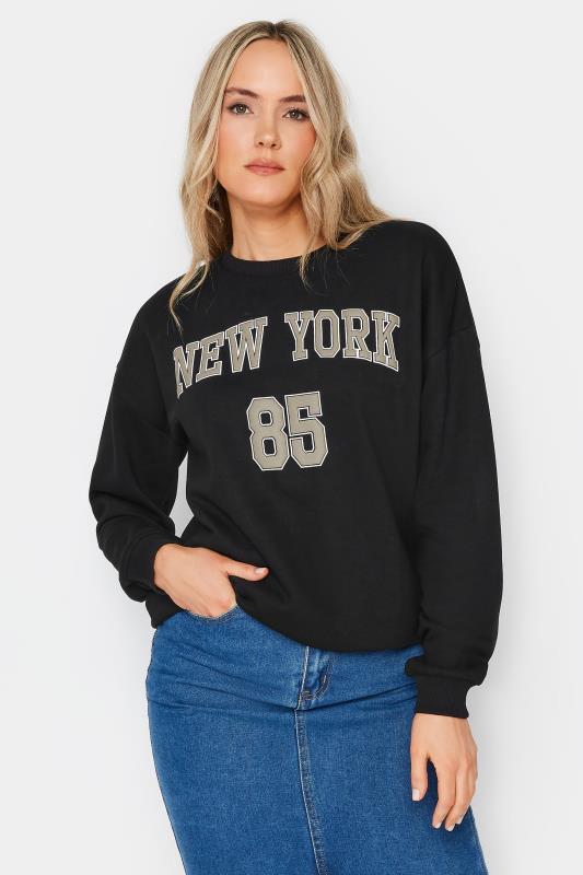  Grande Taille LTS Tall Black 'New York' Slogan Sweatshirt