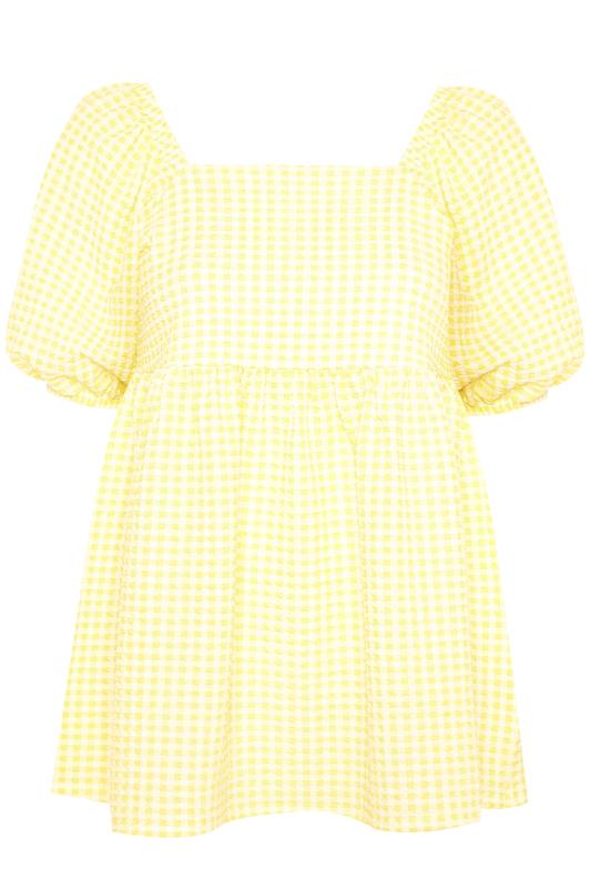 LIMITED COLLECTION Curve Lemon Yellow Gingham Milkmaid Top_F.jpg