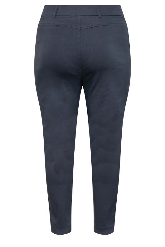 Curve Plus Size Navy Blue Bengaline Slim Leg Trousers | Yours Clothing 5