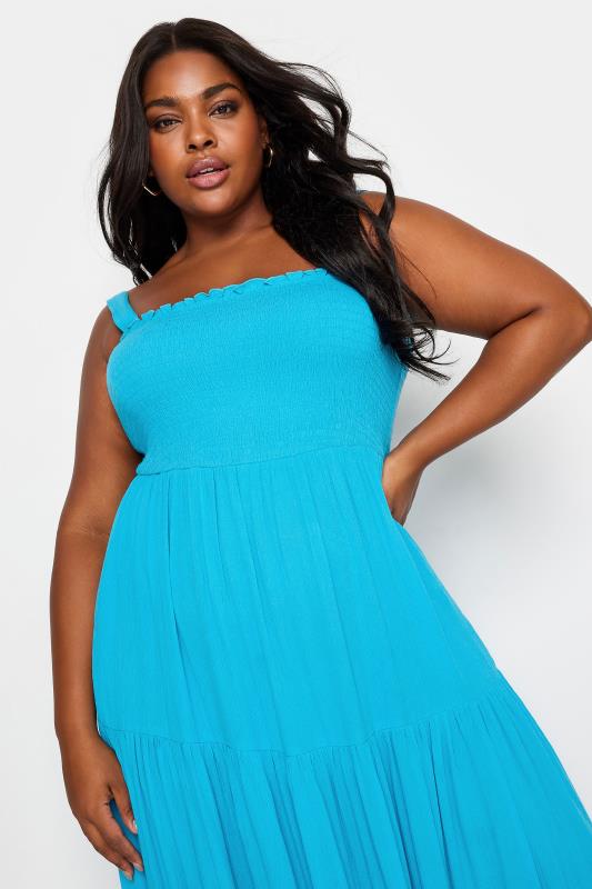YOURS Plus Size Aqua Blue Tiered Maxi Dress | Yours Clothing 5
