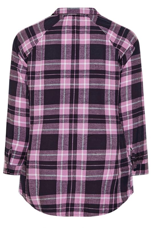 Curve Pink & Purple Long Sleeve Check Shirt | Yours Clothing 7