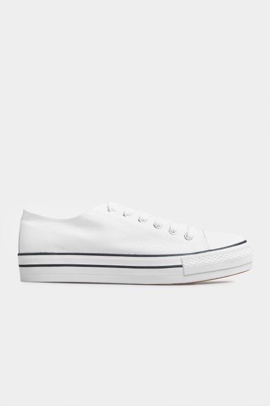 LTS White Platform Canvas Trainers In Standard Fit | Long Tall Sally  4