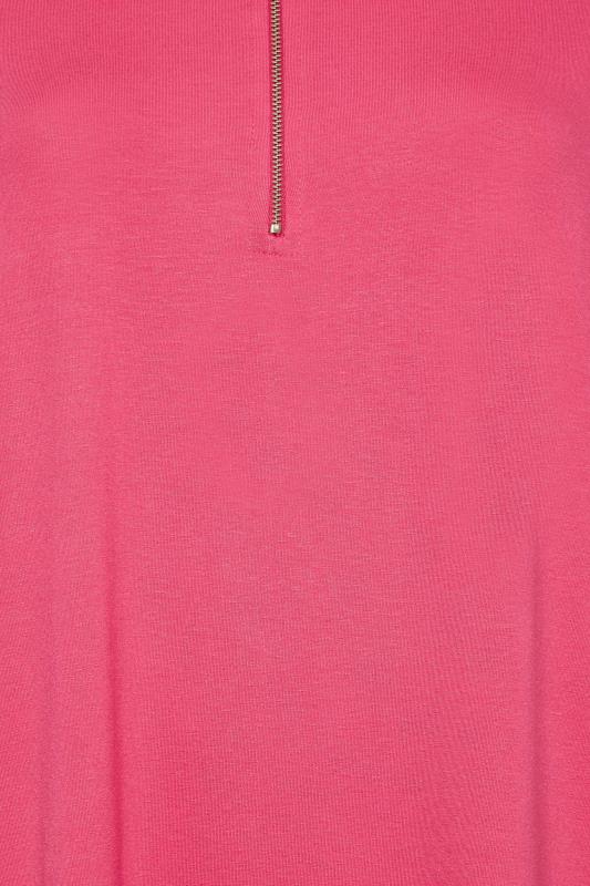 YOURS Plus Size Pink Lace Sleeve Zip T-Shirt | Yours Clothing 5