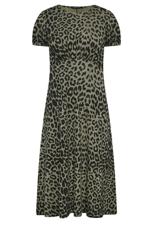 Petite Green Leopard Print Midi Dress | PixieGirl 6