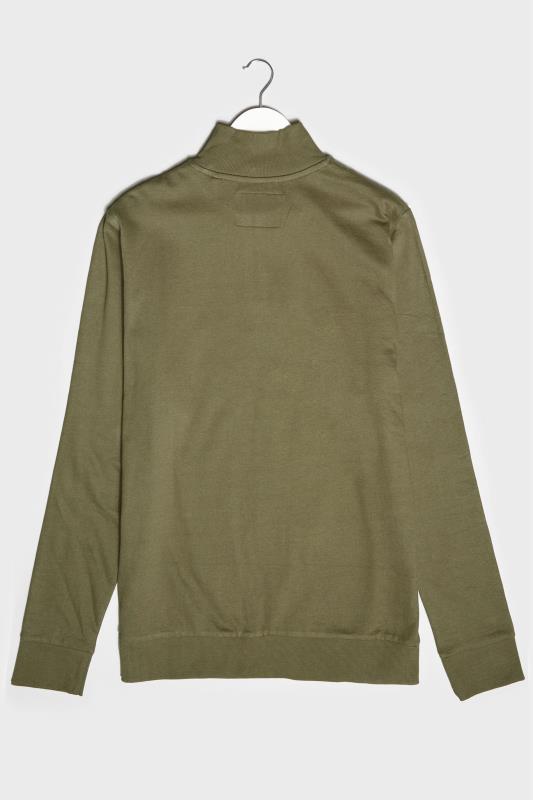 BadRhino Big & Tall Khaki Green Quarter Zip Essential Sweatshirt 3